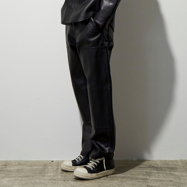 VUJADE - 【WHY限定】Fred Leather Carpenter Pants in Waxed Baby Calf