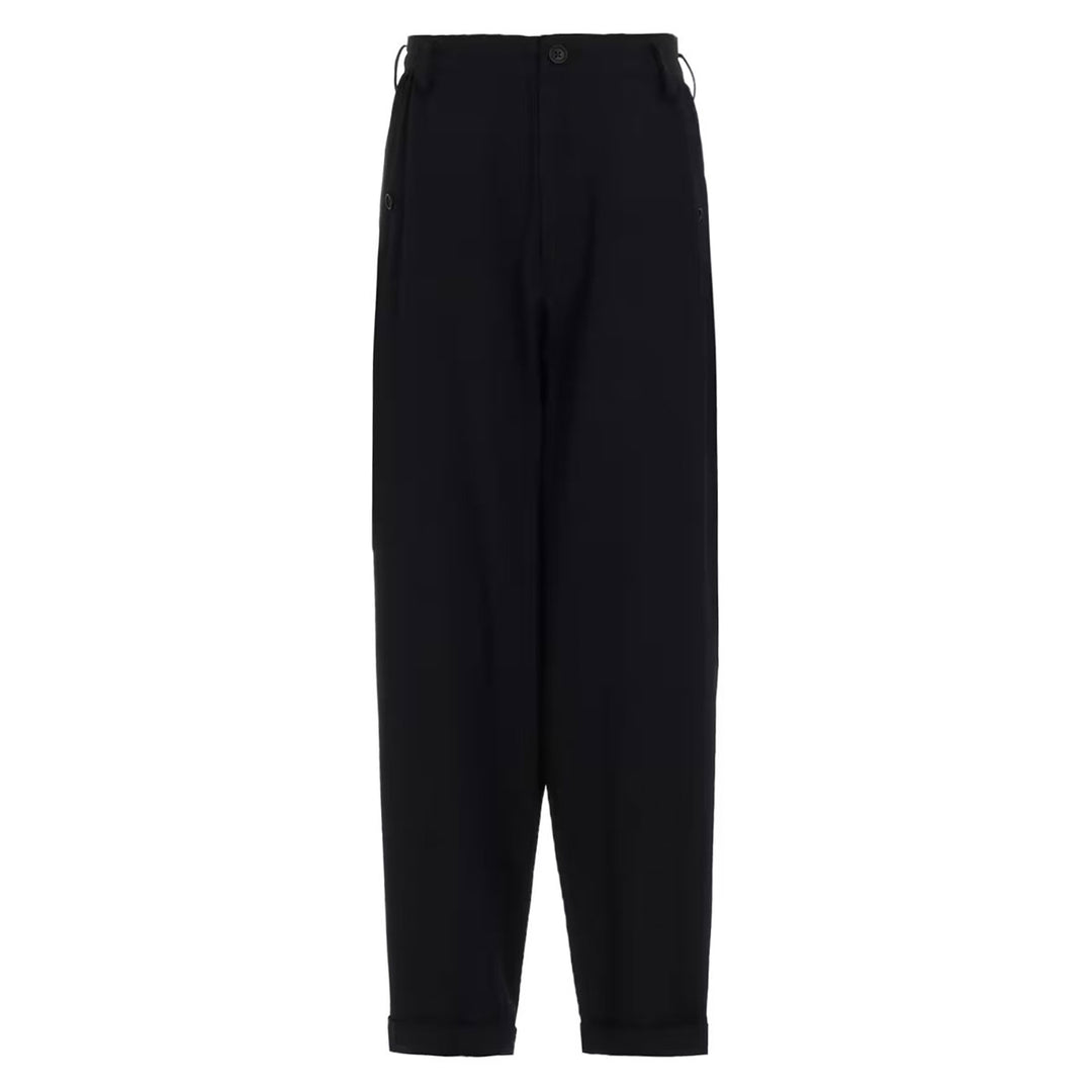 Ys for men - WOOL GABARDINE WAIST GATHERED PANTS