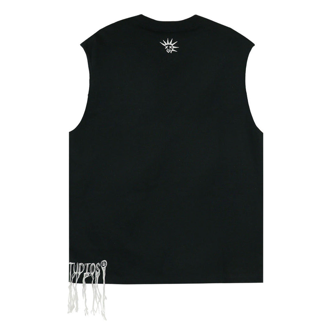 FRINGE NO SLEEVE T-SHIRT - Punktum