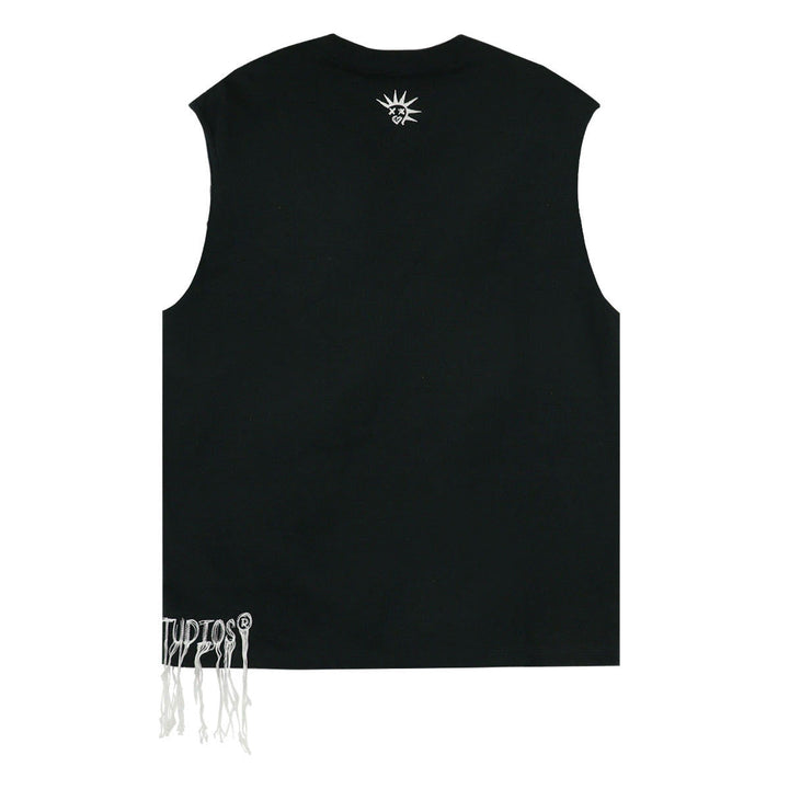 FRINGE NO SLEEVE T-SHIRT - Punktum