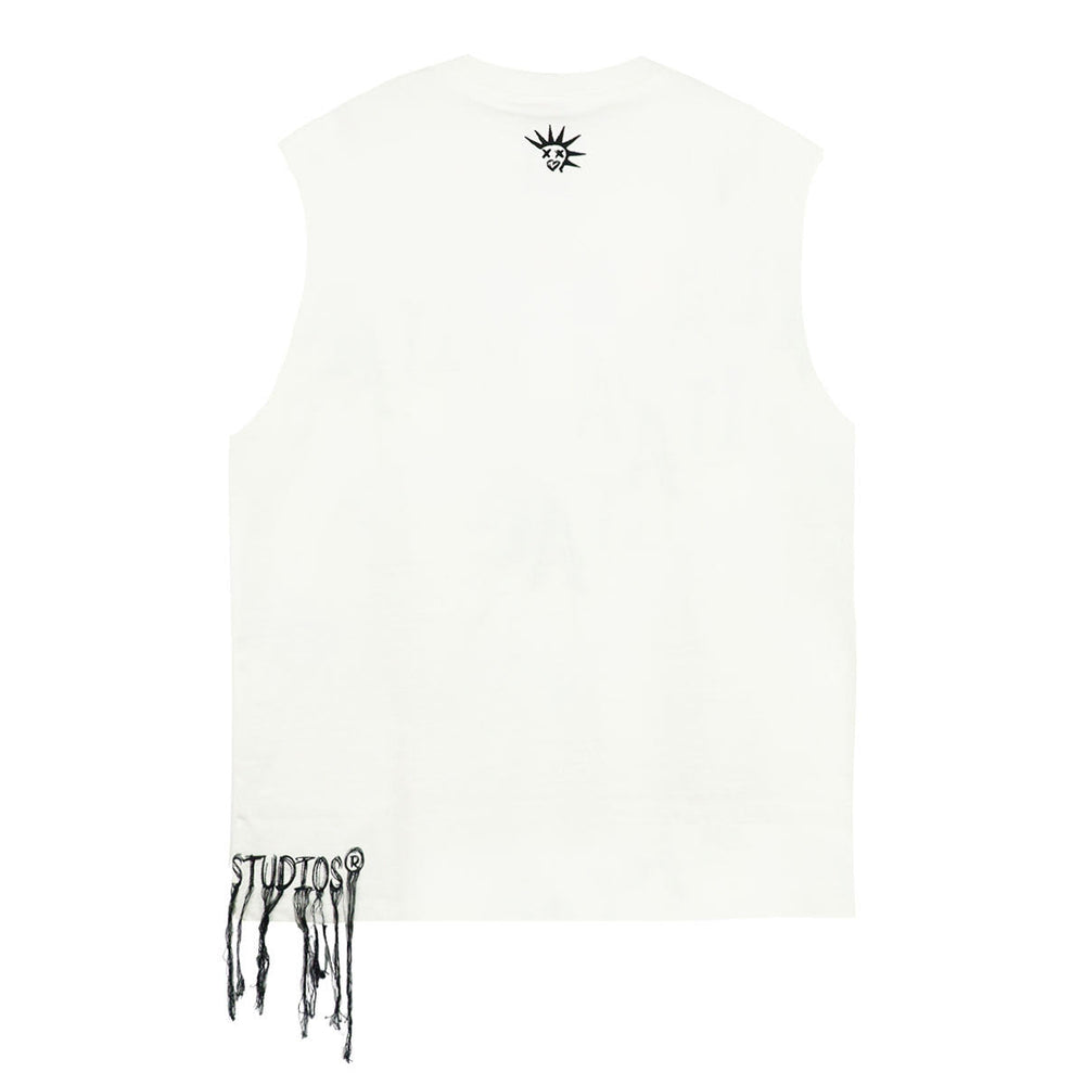 FRINGE NO SLEEVE T-SHIRT - Punktum