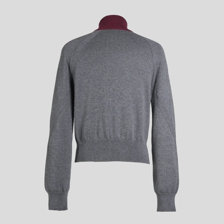 Frank STRUCTURED HAIF-ZIP KNIT SWEATER in CARMINE GRAY