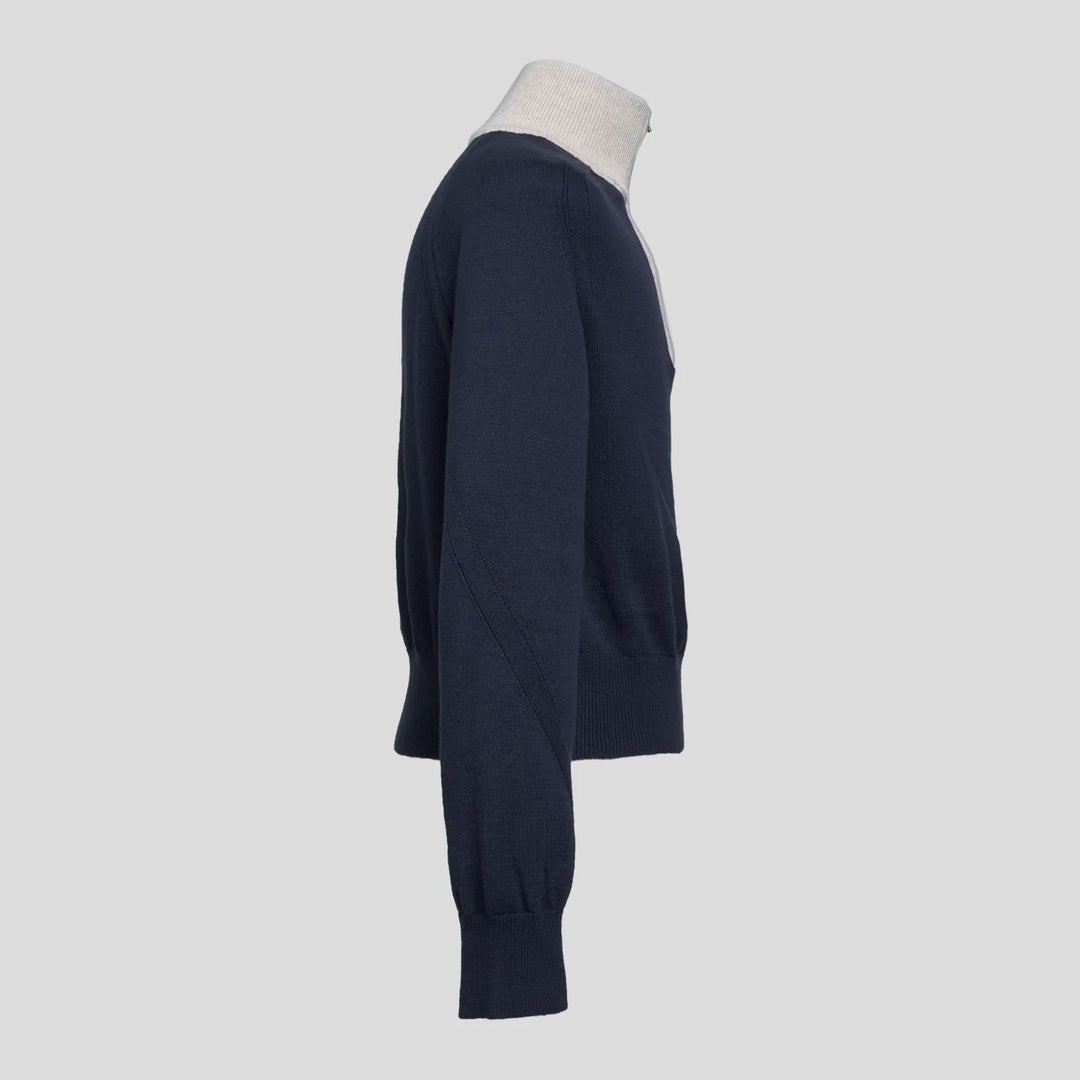 FRANK STRUCTURED HAIF-ZIP KNIT SWEATER IN DARK NAVY