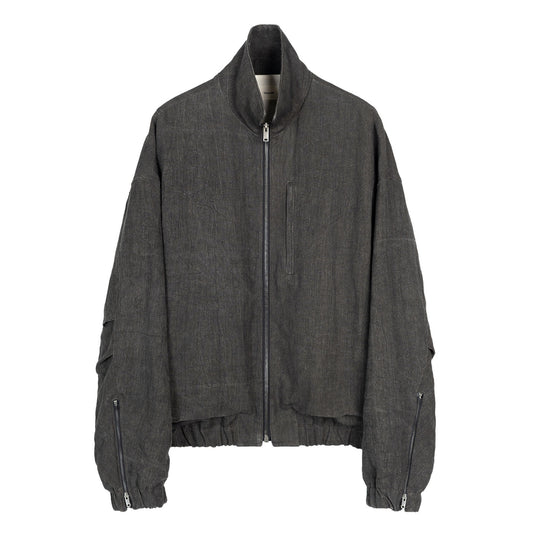 Kira Drape Blouson in Sumi-Dyed Linen