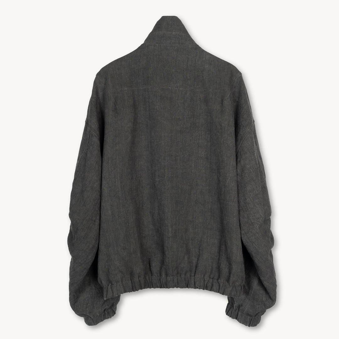 Kira Drape Blouson in Sumi-Dyed Linen
