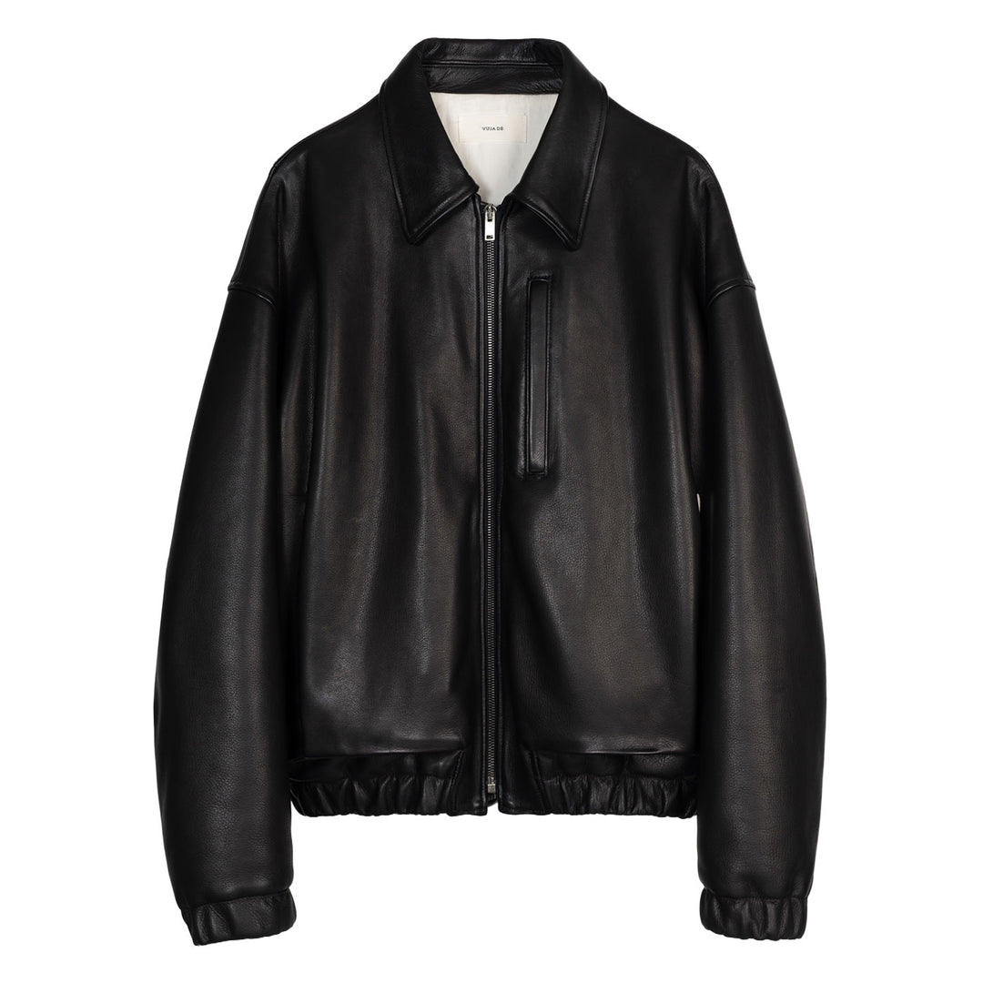 Kira Leather Drape Blouson in Calfskin