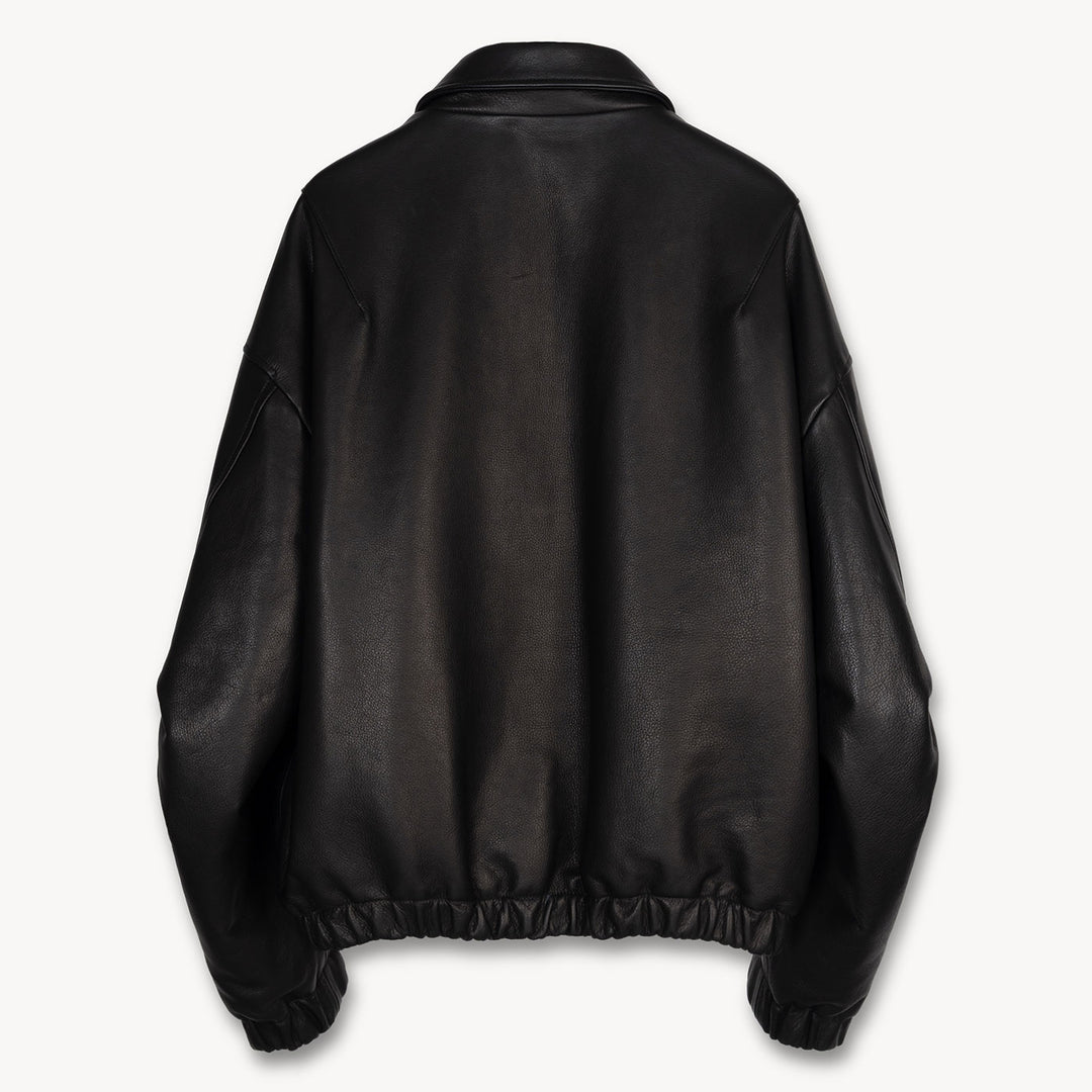 Kira Leather Drape Blouson in Calfskin