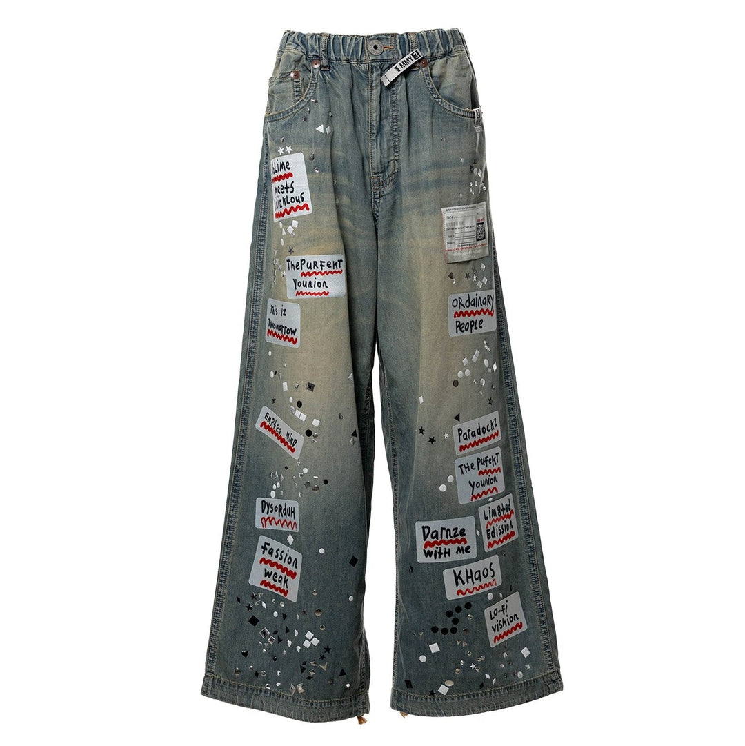Sticker Denim Pants