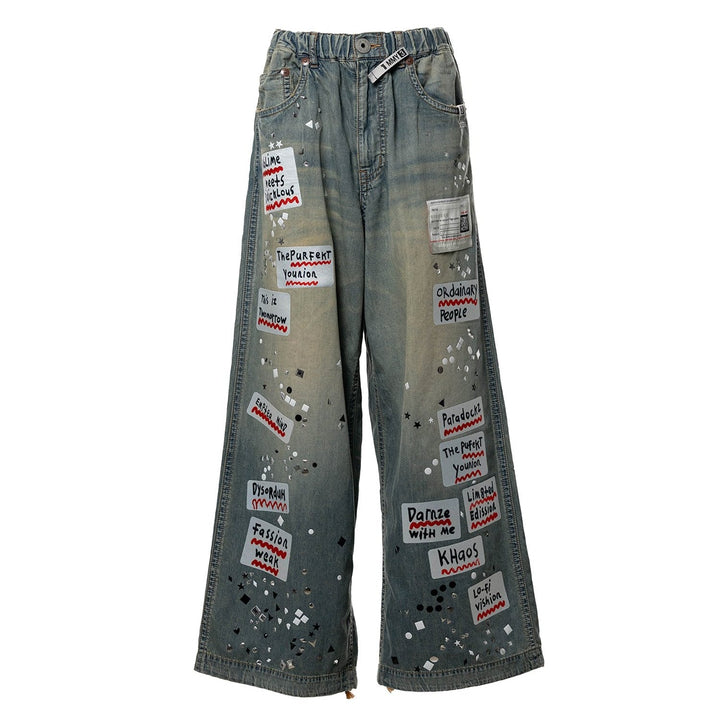 Sticker Denim Pants