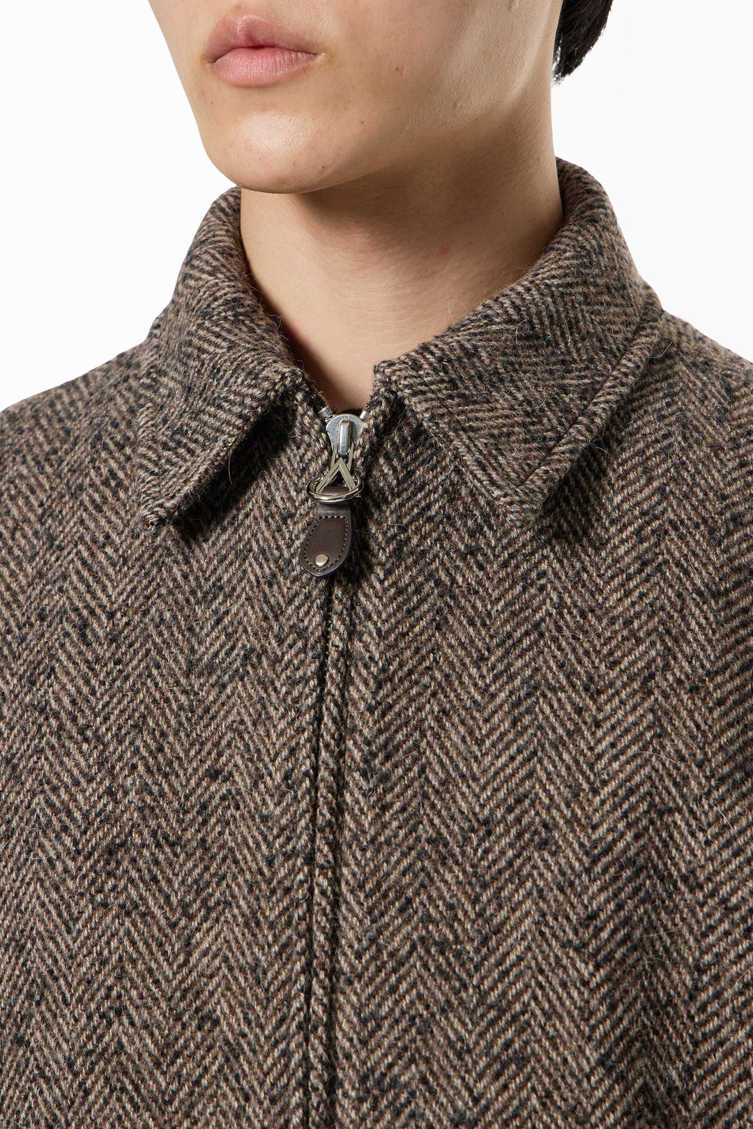 Brown Herringbone Blouson Jacket