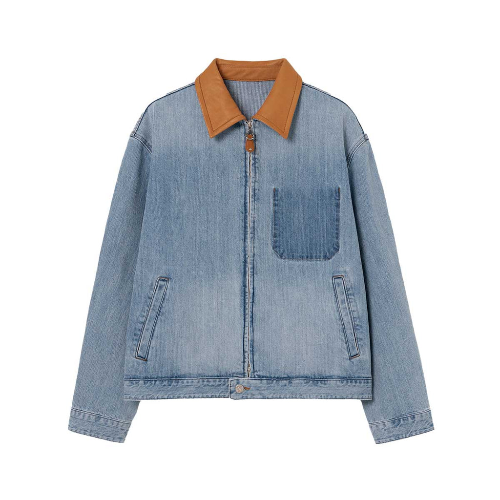SOLID HOMME デニムジャケット SOLID HOMME(ソリッドオム) | Leather Collared Denim Trucker Jacket