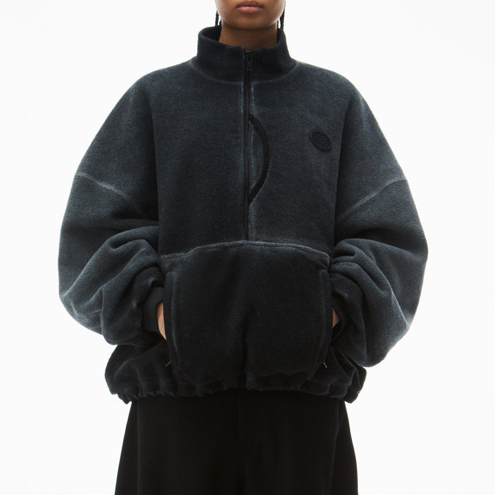 Cotton oversized zip -up hoody