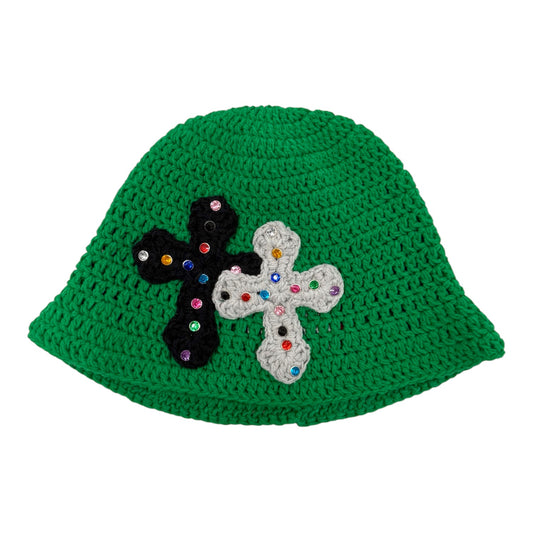 3D double Cross Handmade Knit hat With Studs【Dtype】