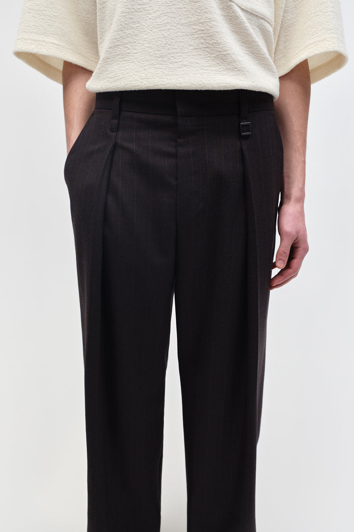 Gray Striped Folding Pants