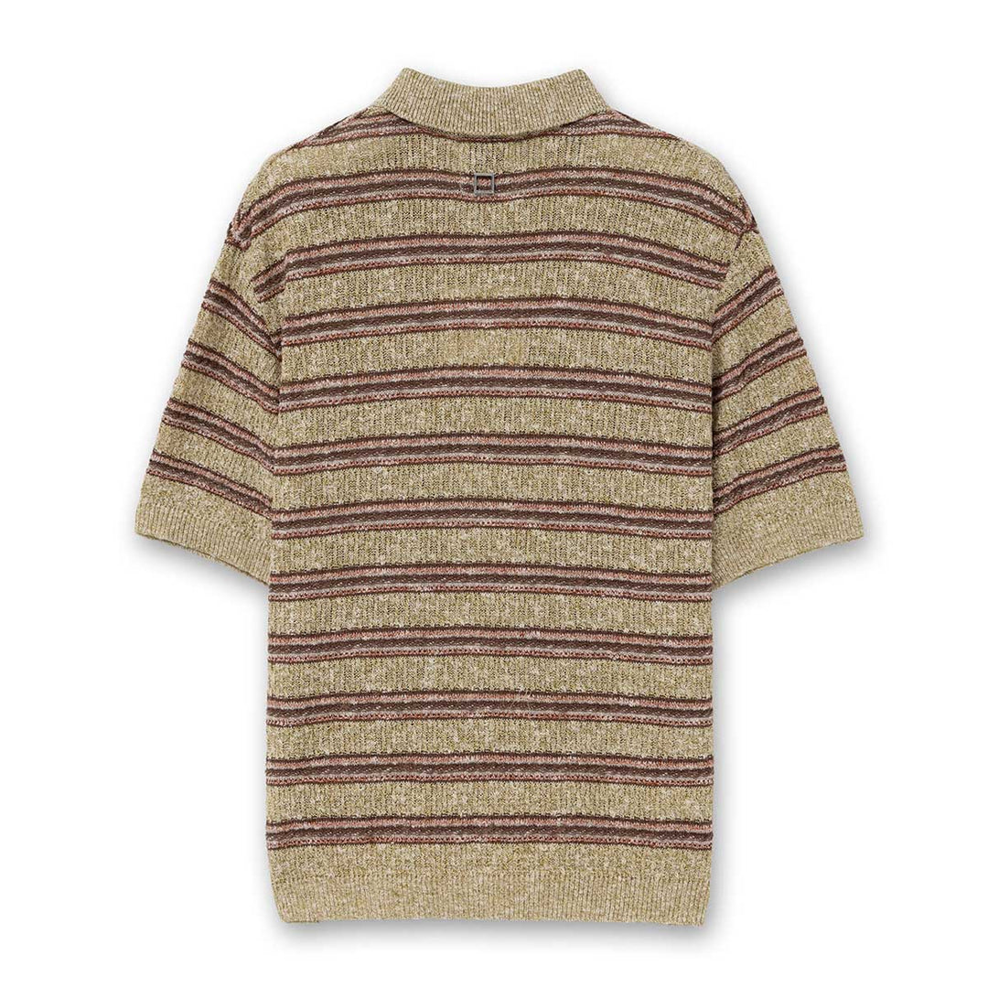Green Striped Short Sleeve Cardigan