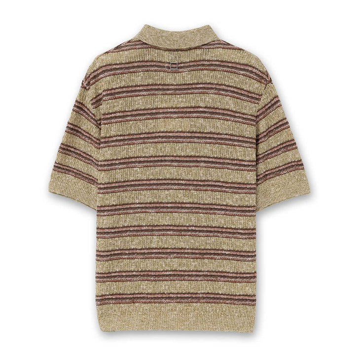 Green Striped Short Sleeve Cardigan