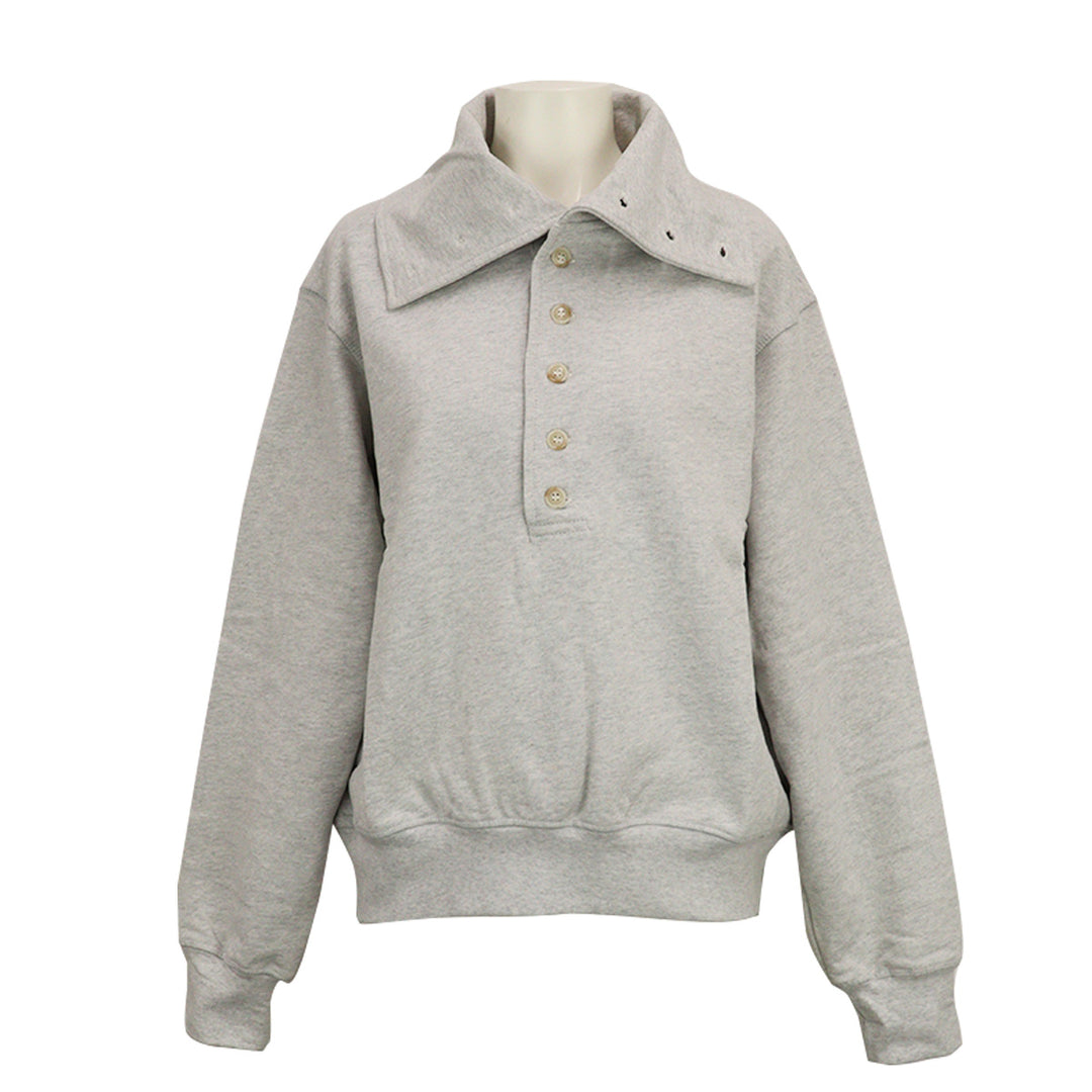 BUTTON UP QUARTER NECK SWEATER
