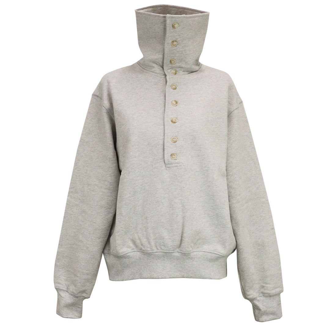 BUTTON UP QUARTER NECK SWEATER