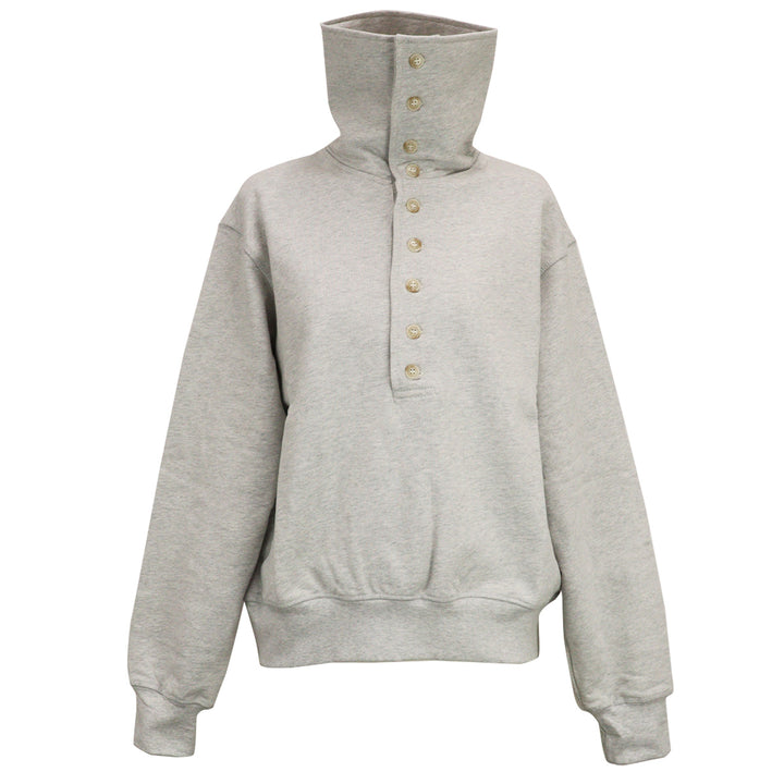 BUTTON UP QUARTER NECK SWEATER