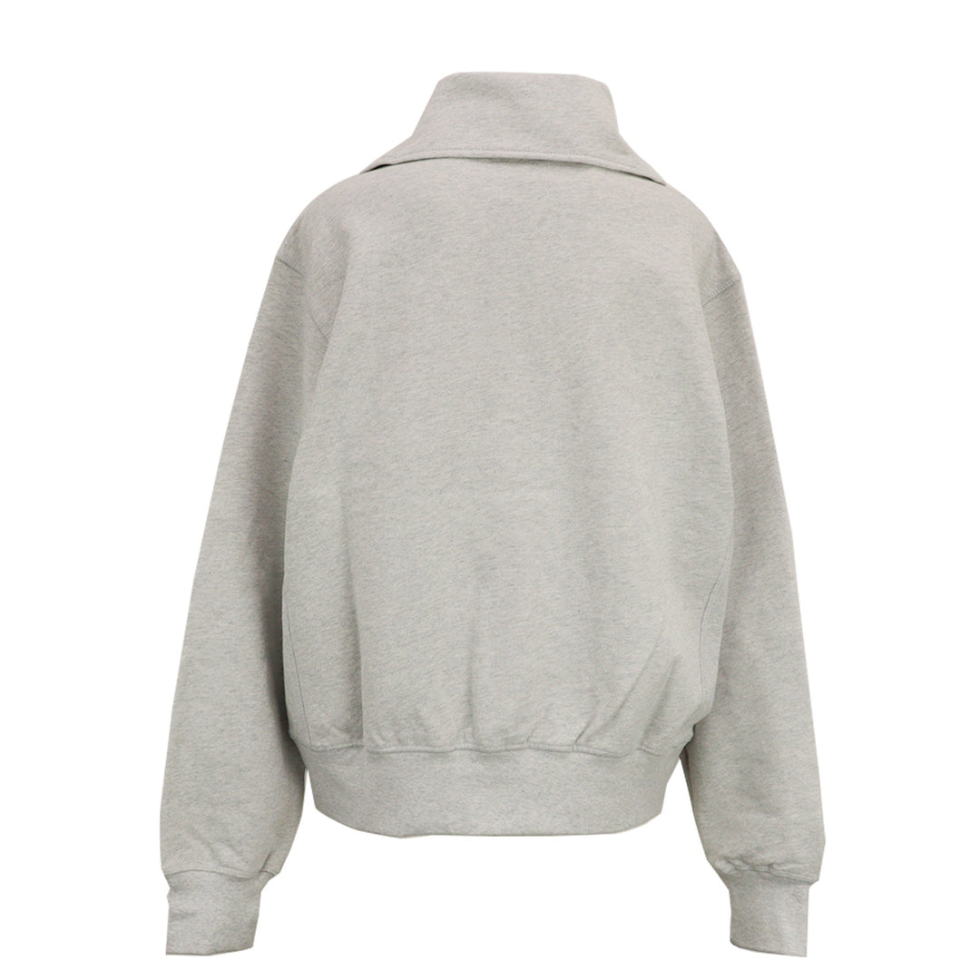 BUTTON UP QUARTER NECK SWEATER