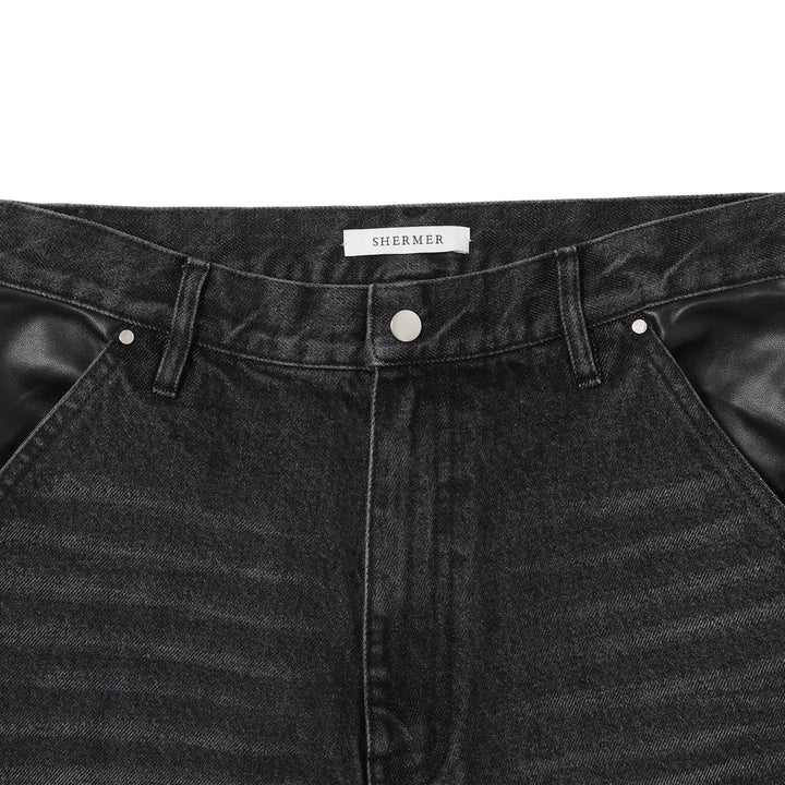 Leather Pocket Lax Jeans