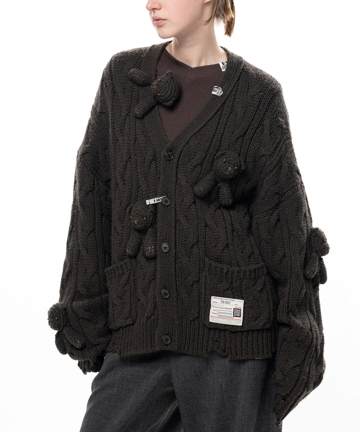 "PINK HOUSE x MMY" Bear Motif Knit Cardigan