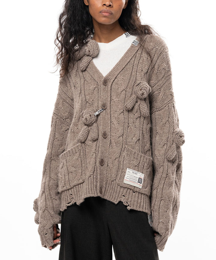 "PINK HOUSE x MMY" Bear Motif Knit Cardigan