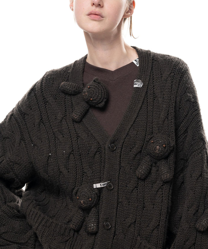 "PINK HOUSE x MMY" Bear Motif Knit Cardigan