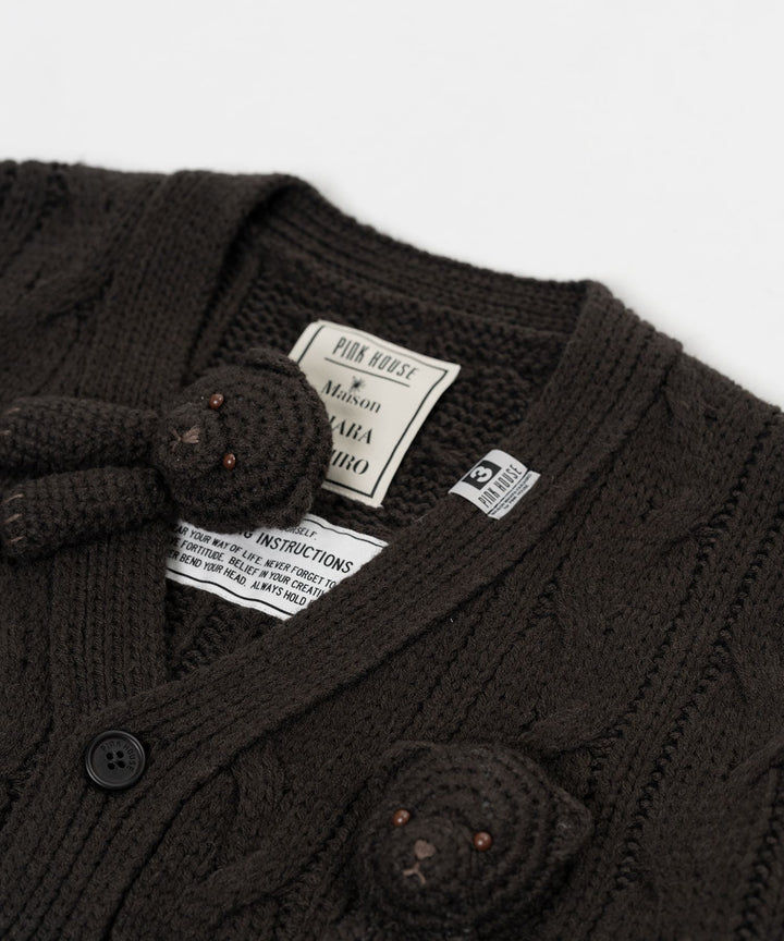 "PINK HOUSE x MMY" Bear Motif Knit Cardigan