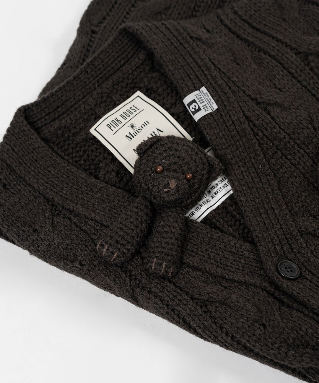 "PINK HOUSE x MMY" Bear Motif Knit Cardigan