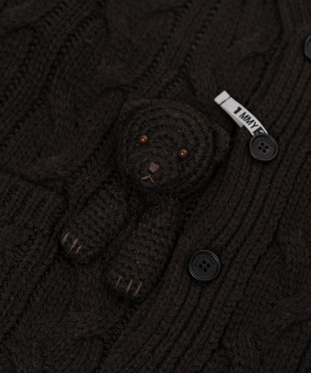 "PINK HOUSE x MMY" Bear Motif Knit Cardigan