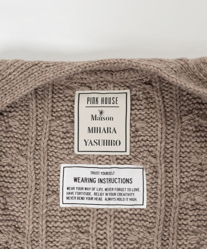 "PINK HOUSE x MMY" Bear Motif Knit Cardigan