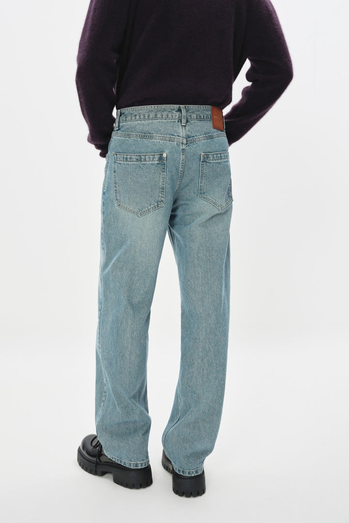 Blue Straight Denim Pants