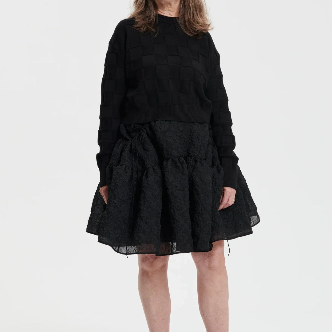 CECILIE BAHNSEN - GILLY SKIRT GRASMERE MATELASSÉ BLACK