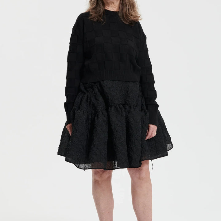 CECILIE BAHNSEN - GILLY SKIRT GRASMERE MATELASSÉ BLACK