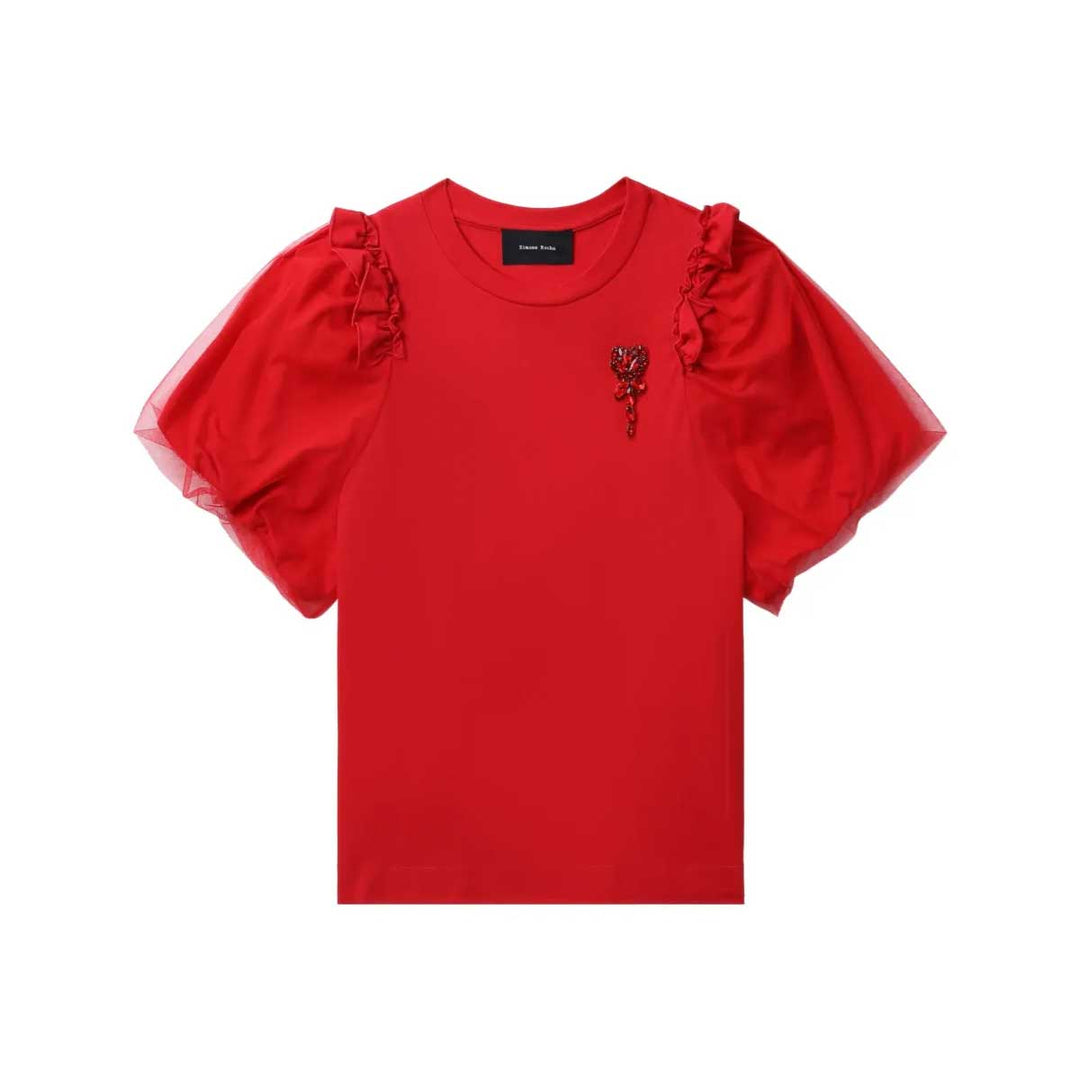 Simone Rocha - Puff Sleeve Frill T-shirt w/turbo