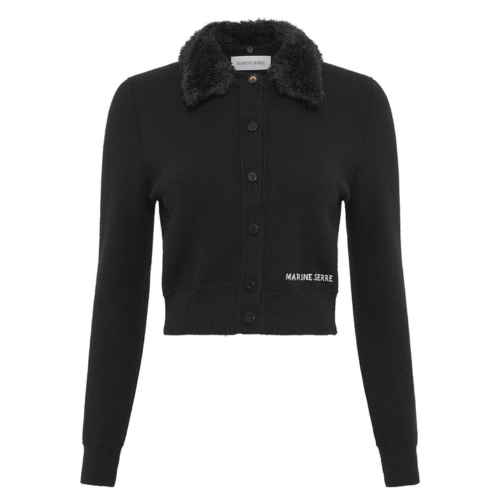 Merino Wool Knit Cropped Cardigan