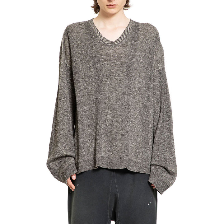 Cotton linen V-neck sweater