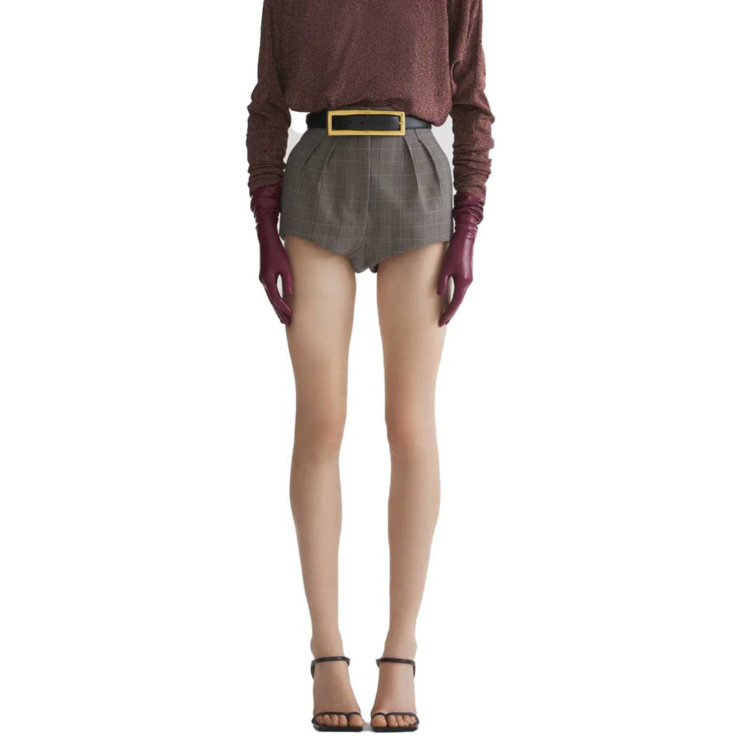 Mugler - checked pleated tailored shorts