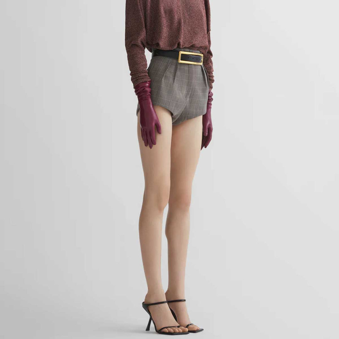 Mugler - checked pleated tailored shorts