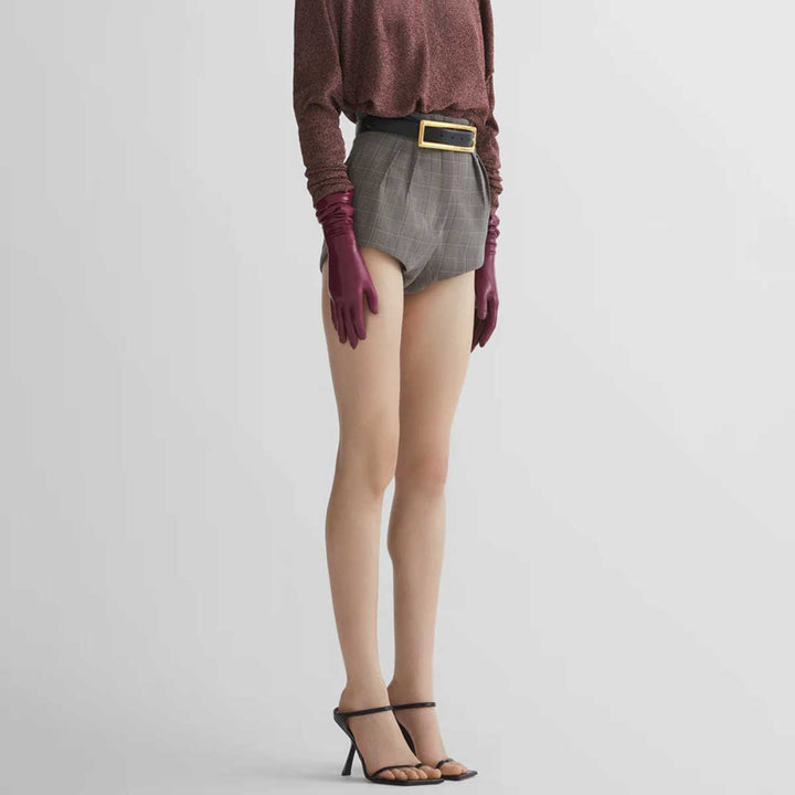 Mugler - checked pleated tailored shorts