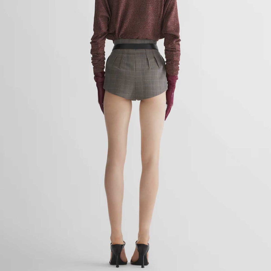 Mugler - checked pleated tailored shorts