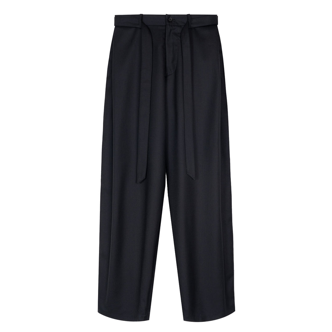 VUJADE - REN BELTED TUCK TROUSERS IN WOOL