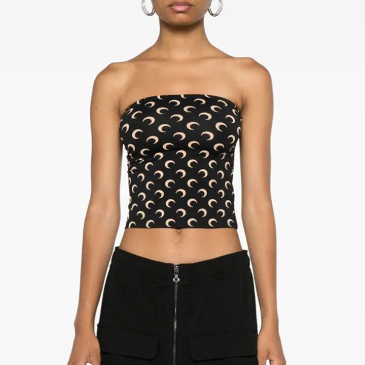 Moon Printed Jersey SleeveleSS Tube Top