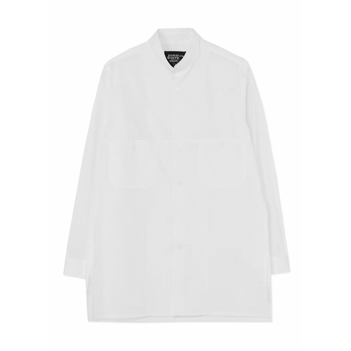 COTTON BROADCLOTH MANDARIN COLLAR PANEL SHIRT