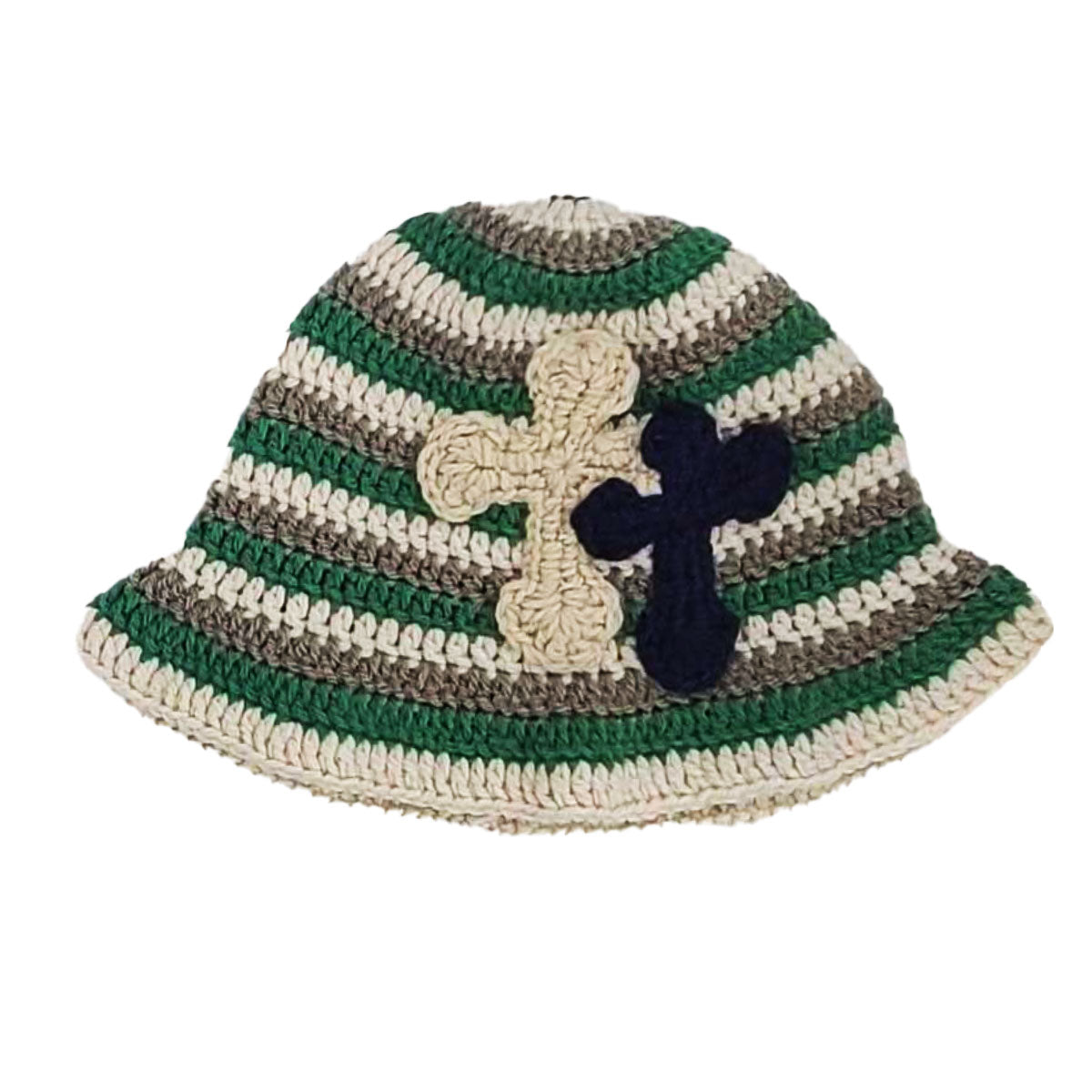 帽子 y.a.r.n 3D cross knit hat 3D Cross Embroidered Pattern Flanged Knitted Hat - Product