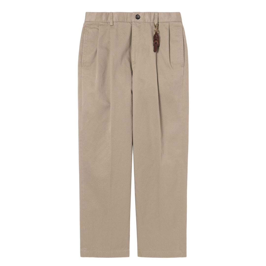 Beige Two-Tuck Cotton Pants
