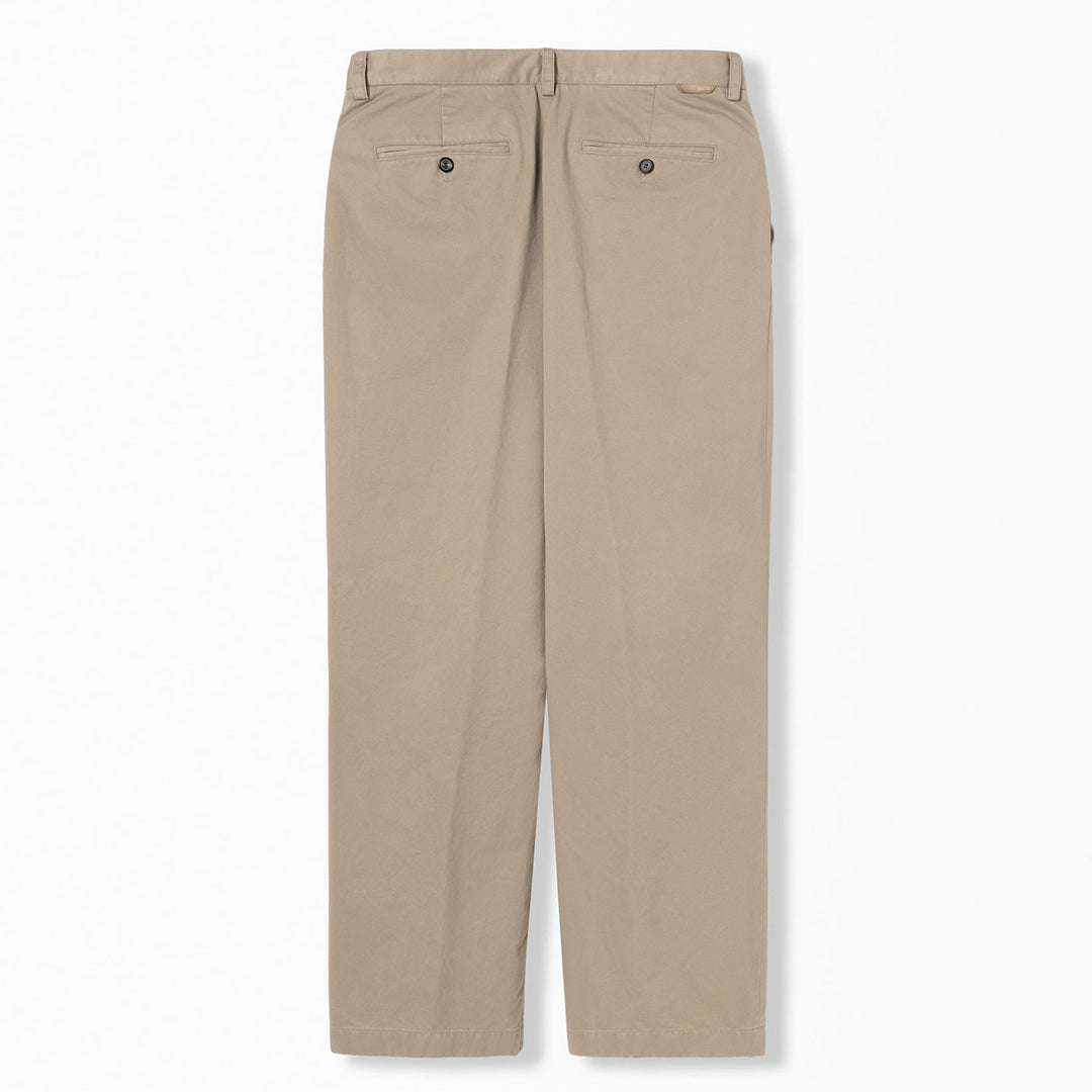 Beige Two-Tuck Cotton Pants