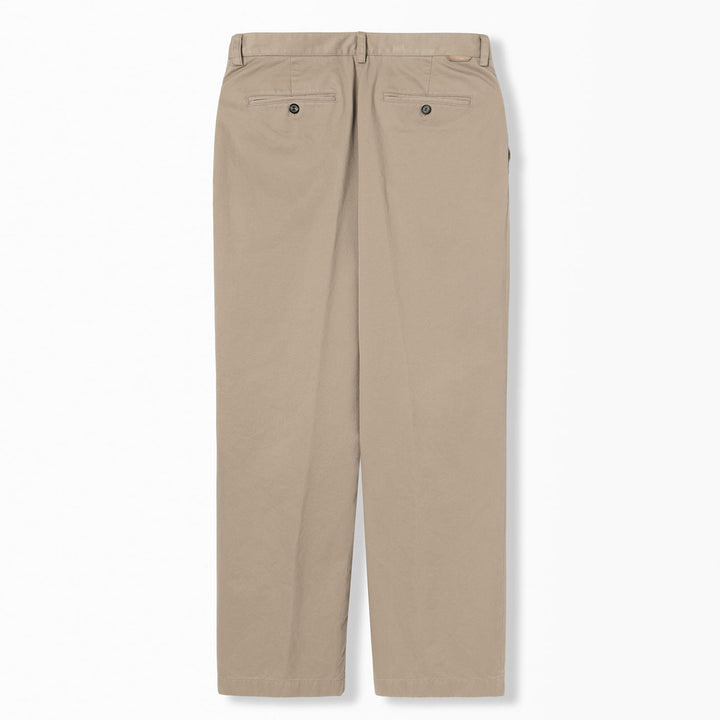 Beige Two-Tuck Cotton Pants