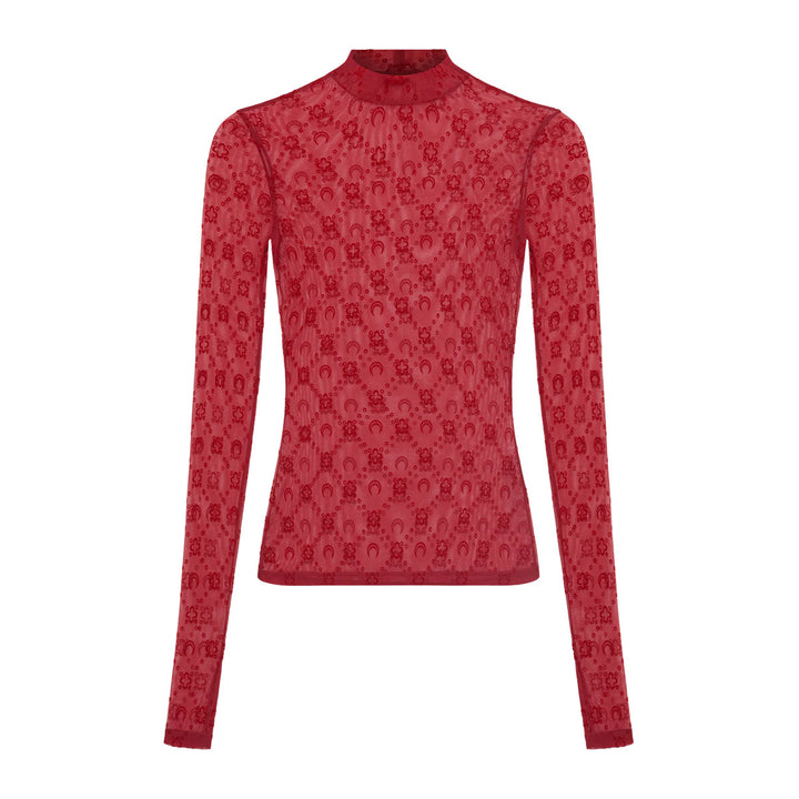 Recycled Mesh Flock Second Skin Highneck Top